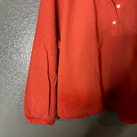 Universal Thread Rust Textured Peasant Blouse M Button Front - Picture 5 of 9